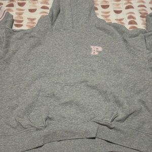 Gray Hoodie with Pink Logo